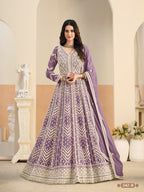 Anaita Purple Heavy Embroidered Faux Georgette Anarkali Suit With Salwar | Grocsy