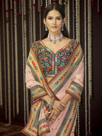Myra Baby Pink Art Silk Heavy Embroidered Designer Saree | Grocsy