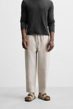 Fabmade Men’S Linen Pajama Combo – Beige & Black (Pack Of 2) | Grocsy