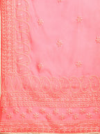 Sangria Pink Chikankari Embroidered Pure Georgette Saree | Grocsy