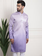 Sojanya Woven Design Mandarin Collar Silk Cotton Kurta | Grocsy