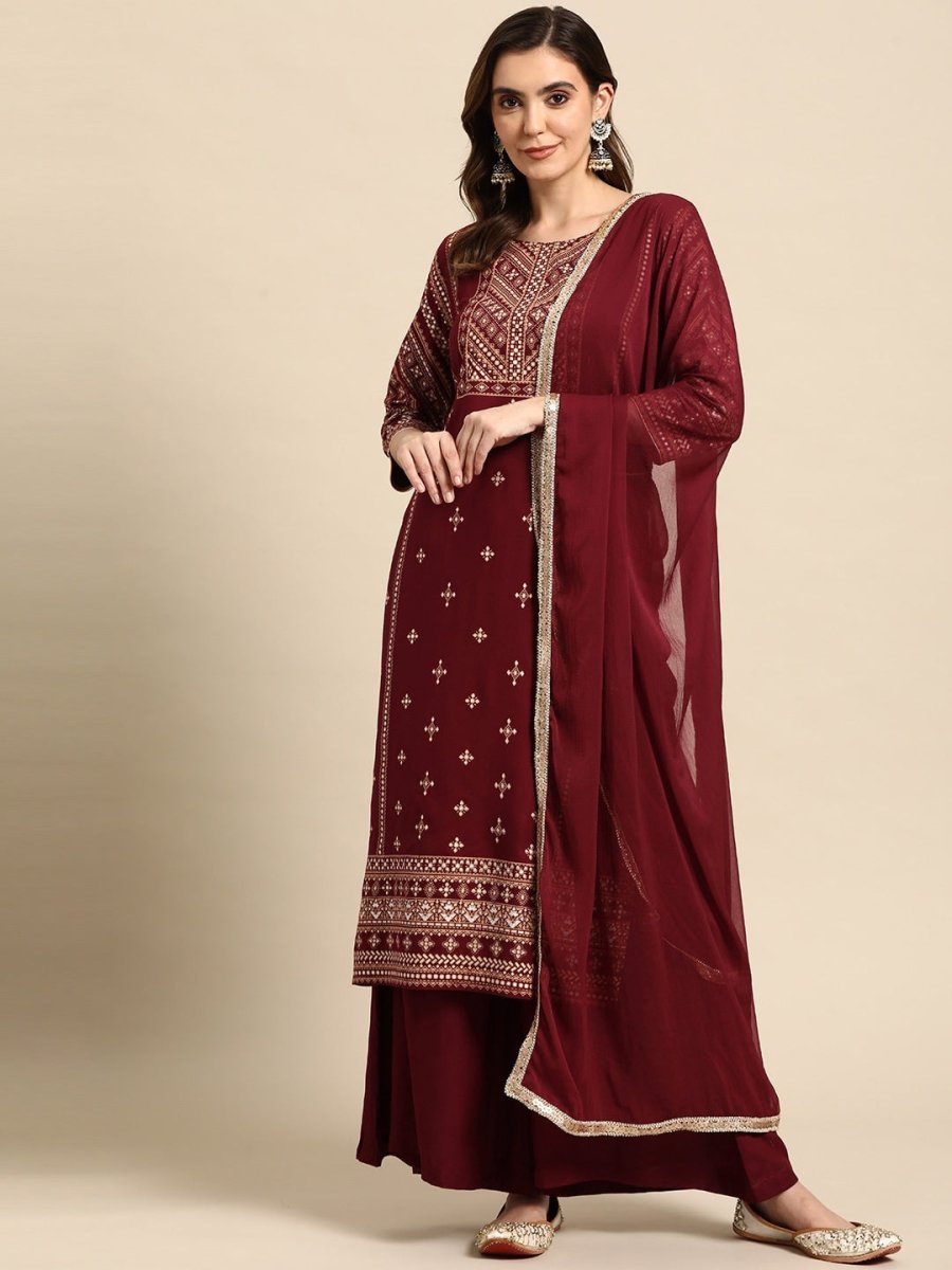 All About You Women Ethnic Motifs Printed Kurta with Palazzos & Dupatta | Grocsy
