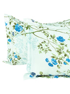 Story@home Ventura Blue & Green Floral Printed 152 TC Queen Bedsheet With 2 Pillow Covers | Grocsy