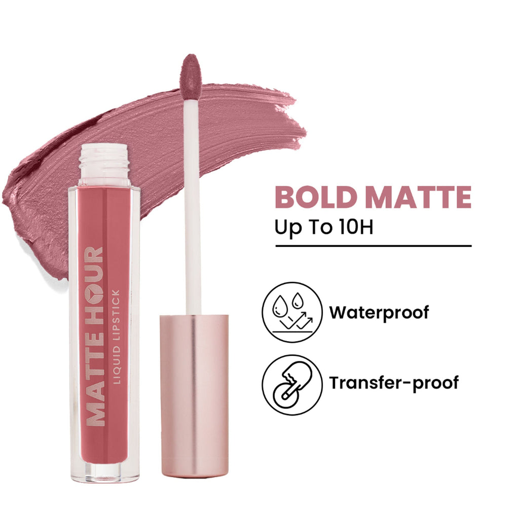 Swiss Beauty Matte Hour Waterproof Liquid Lipstick, Up To 10-Hour - 2 Rose All Day | Grocsy