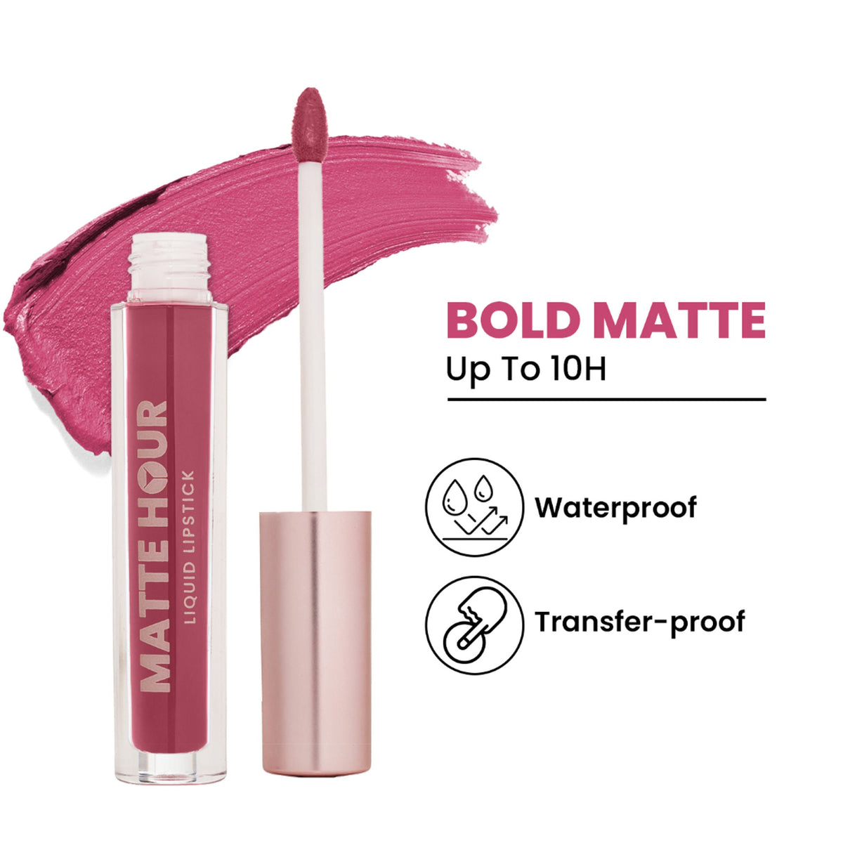 Swiss Beauty Matte Hour Waterproof Liquid Lipstick, Up To 10-Hour - 5 Pink Margarita | Grocsy