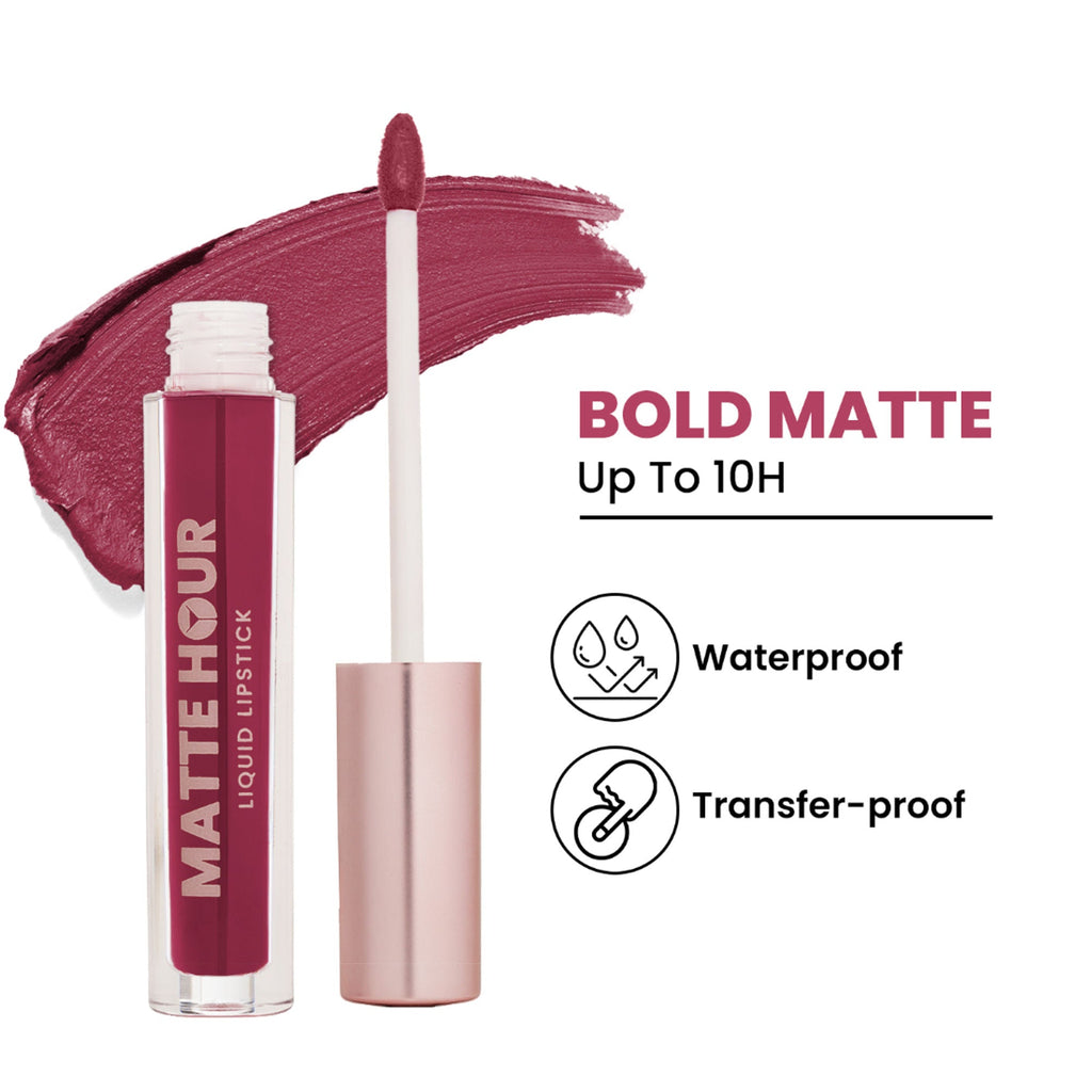 Swiss Beauty Matte Hour Waterproof Liquid Lipstick, Up To 10-Hour - 6 Berry Fizz | Grocsy