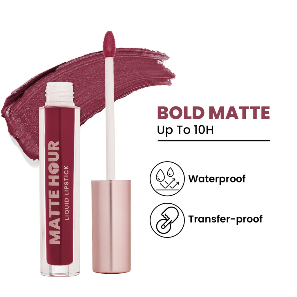 Swiss Beauty Matte Hour Waterproof Liquid Lipstick, Up To 10-Hour - 14 Mulled Merlot | Grocsy