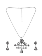 Cardinal Silver-Toned Oxidised Women Jewellery Set | Grocsy