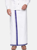 Sethukrishna Mens White Solid Readymade Cotton Dhoti | Grocsy