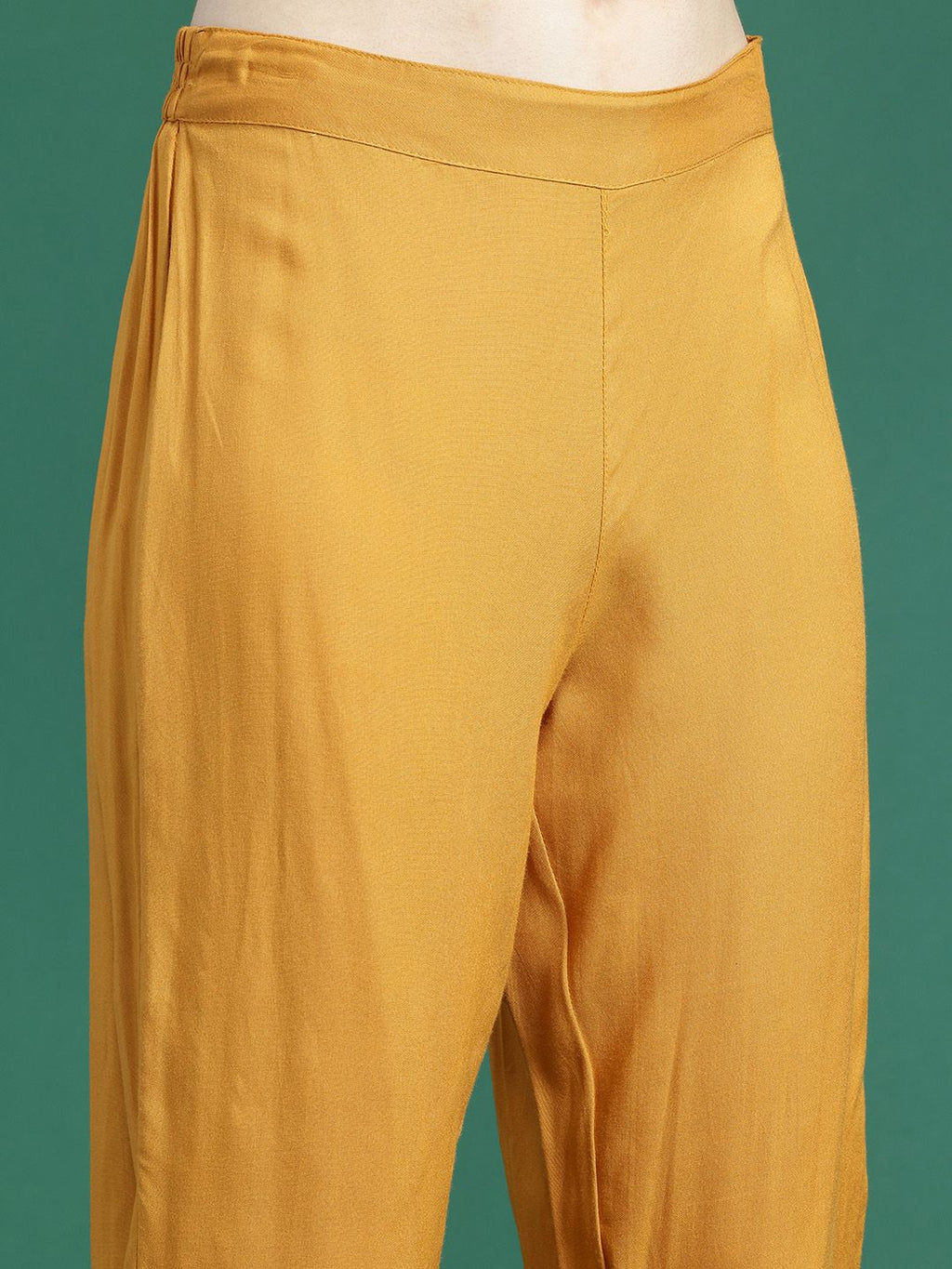 Sangria Mirror Work Embroidered Regular Gotta Patti A-Line Kurta With Trousers & Dupatta | Grocsy
