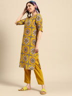Sangria Women Ethnic Motifs Printed Kurta with Trousers | Grocsy