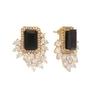Nuyug 22K Gold Plated Noir Spark Contemporary Stud Earrings | Grocsy