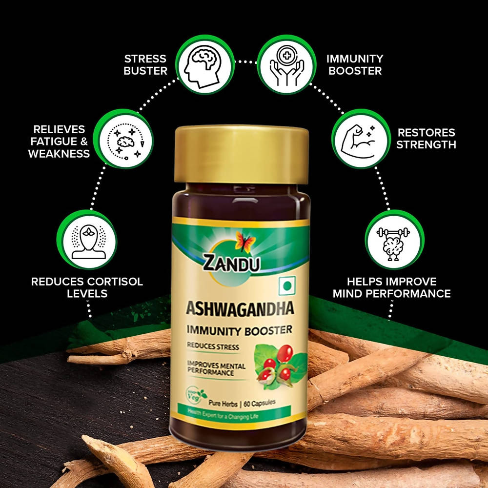 Zandu Ashwagandha Immunity Booster Capsules | Grocsy