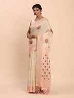Shree Shyam Fashion Linen Cotton Off White Saree | Grocsy