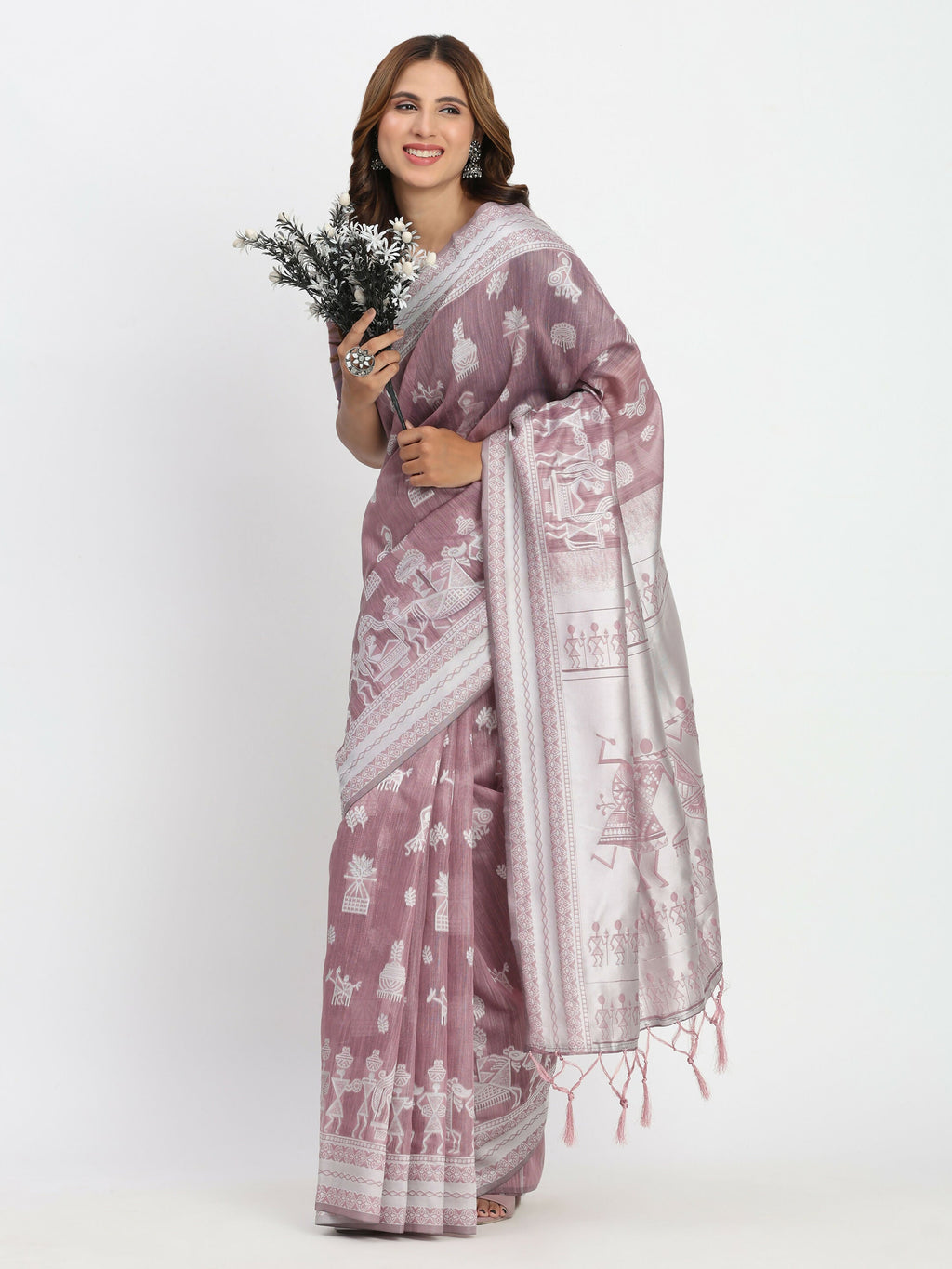 Shree Shyam Fashion Linen Cotton Sea Green Saree | Grocsy