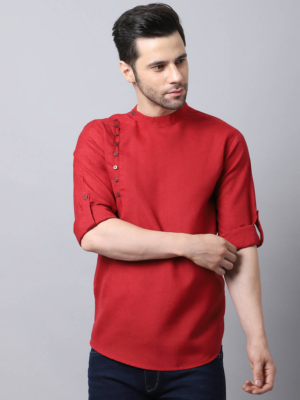 Even Apparels Maroon Pure Cotton Men's Kurta With Side Placket | Grocsy