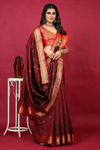 Jyoti Fashion Women's Maroon Paithani Silk Zari Woven Saree with Blouse | Grocsy