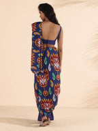 trueBrowns Purple Muslin Ikat Saree | Grocsy