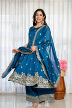 Yash Enterprise Rama Simmar Silk Party Wear Embroidery Suit Set | Grocsy