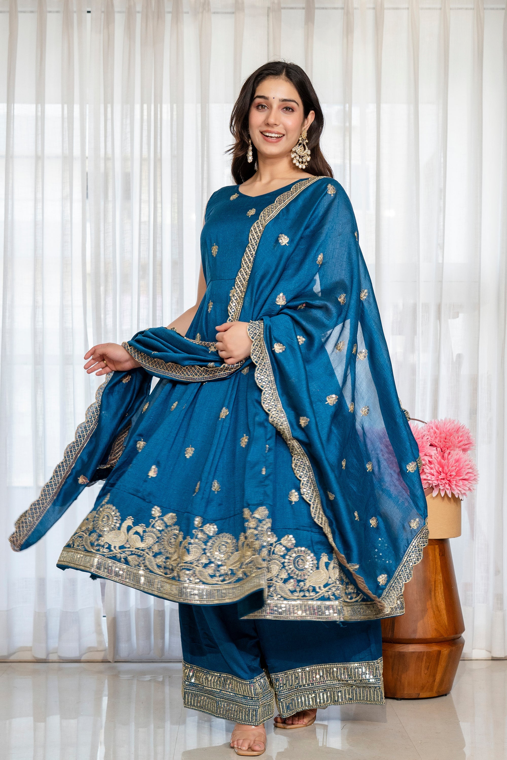 Yash Enterprise Rama Simmar Silk Party Wear Embroidery Suit Set | Grocsy