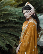 Yash Enterprise Mustard Georgette And Silk Embroidered Anarkali Salwar Suit | Grocsy