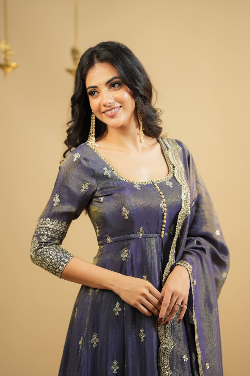 Yash Enterprise Light Purple Cosmo Silk Embroidery Suit Set | Grocsy