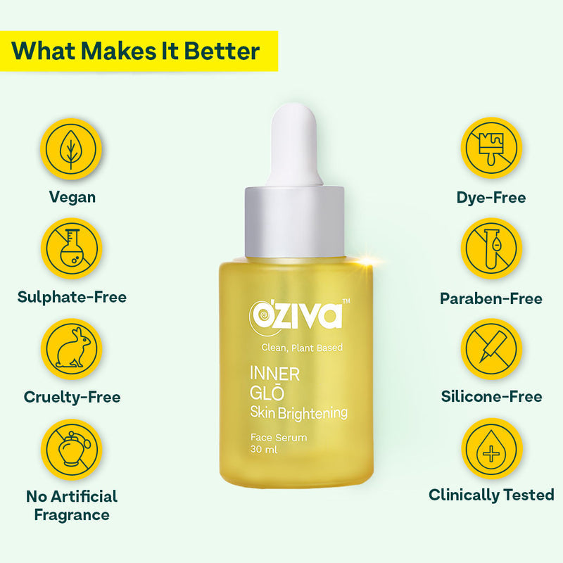 OZiva Plant Based Inner Glo Skin Brightening Face Serum | Grocsy