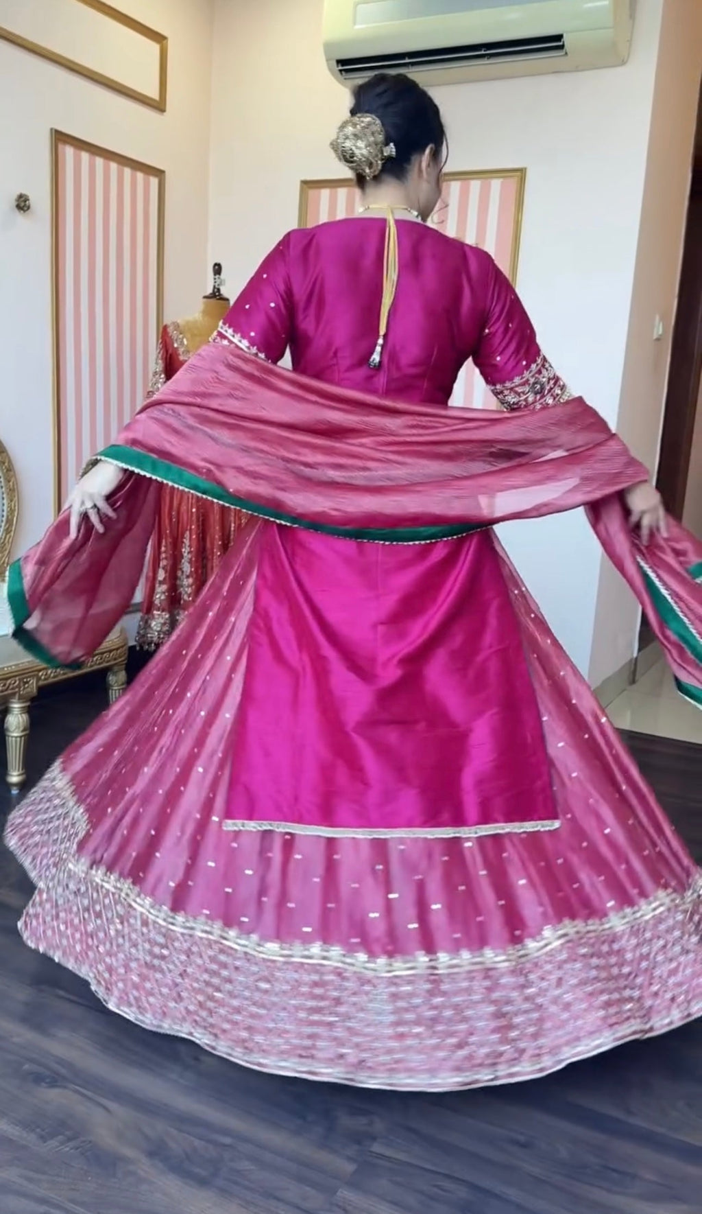 Yash Enterprise Pink Chinon Silk Party Wear Embroidery Suit Set | Grocsy