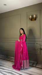Yash Enterprise Pink Georgette Party Wear Embroidery Suit Set | Grocsy