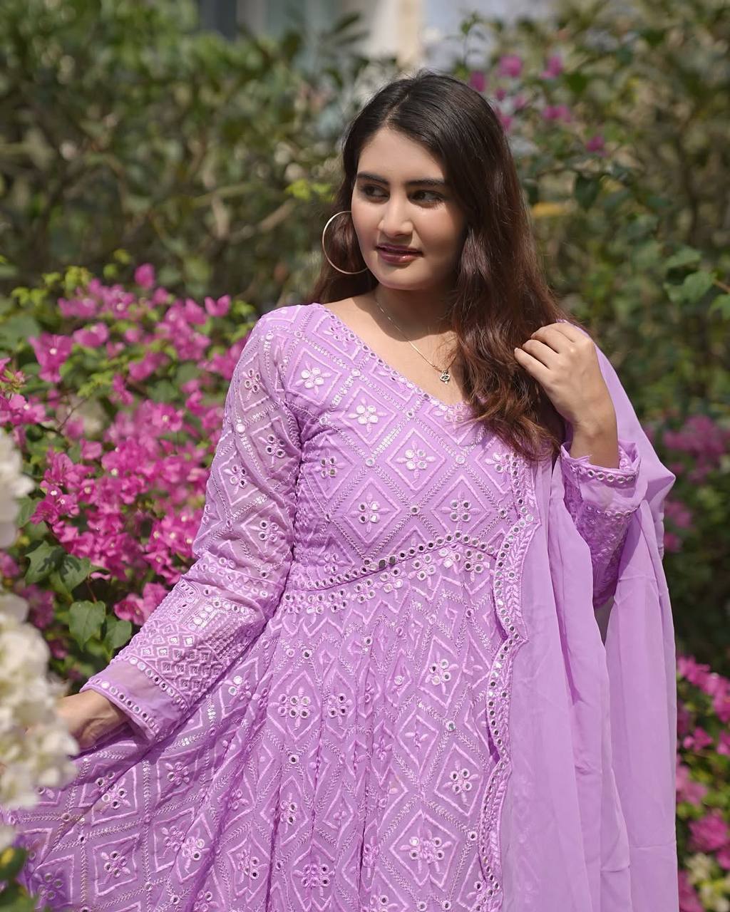 Yash Enterprise Purple Heavy Chinon Embroidery Party Wear Suit | Grocsy