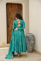 Yash Enterprise Green Maslin Fabric Digital Print Work Party Wear Suit Set | Grocsy