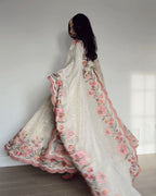 Yash Enterprise Off White Vichitra Silk Embroidery Party Wear Suit | Grocsy
