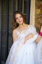 Yash Enterprise White Faux Georgette Party Wear Embroidery Suit Set | Grocsy
