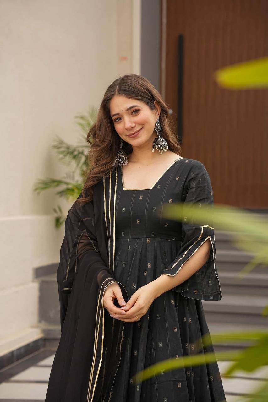 Yash Enterprise Black Maslin Fabric Digital Print Work Suit Set | Grocsy
