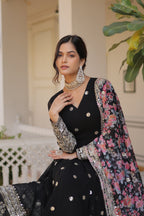 Yash Enterprise Black Georgette Embroidery Work Stiched Suit | Grocsy