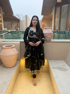 Yash Enterprise Black Vichitra Silk Party Wear Embroidery Suit Set | Grocsy