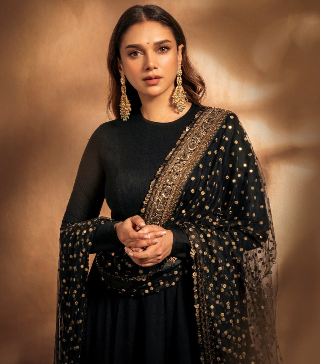 Yash Enterprise Black Rayon Cotton Embroidery Zari Sequins-Work Suit Set | Grocsy