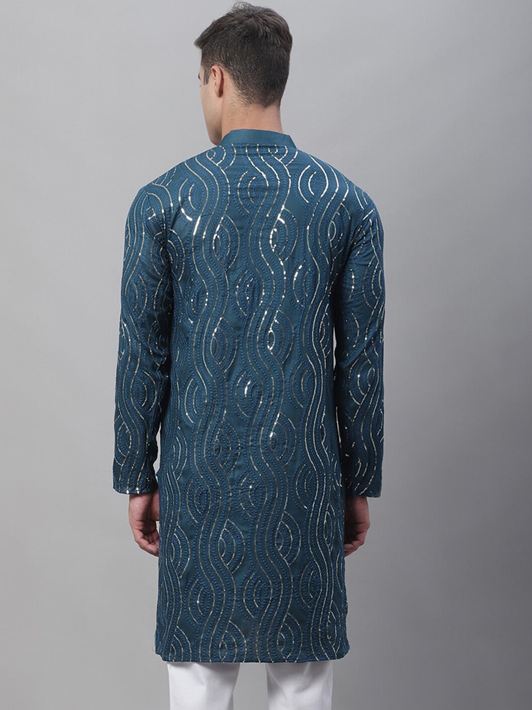 Sojanya Ethnic Motifs Embroidered Sequinned Pure Cotton Kurta | Grocsy
