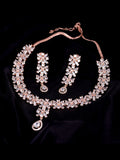 Saraf RS Jewellery Rose Gold-Polished American Diamond Studded Handcrafted Jewellery Set | Grocsy
