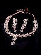 Saraf RS Jewellery Rose Gold-Polished American Diamond Studded Handcrafted Jewellery Set | Grocsy