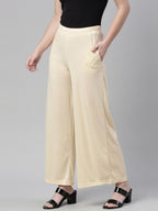 Souchii Beige Knitted Palazzos | Grocsy