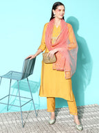 Sangria Floral Embroidered Regular Sequinned Kurta with Trousers & With Dupatta | Grocsy