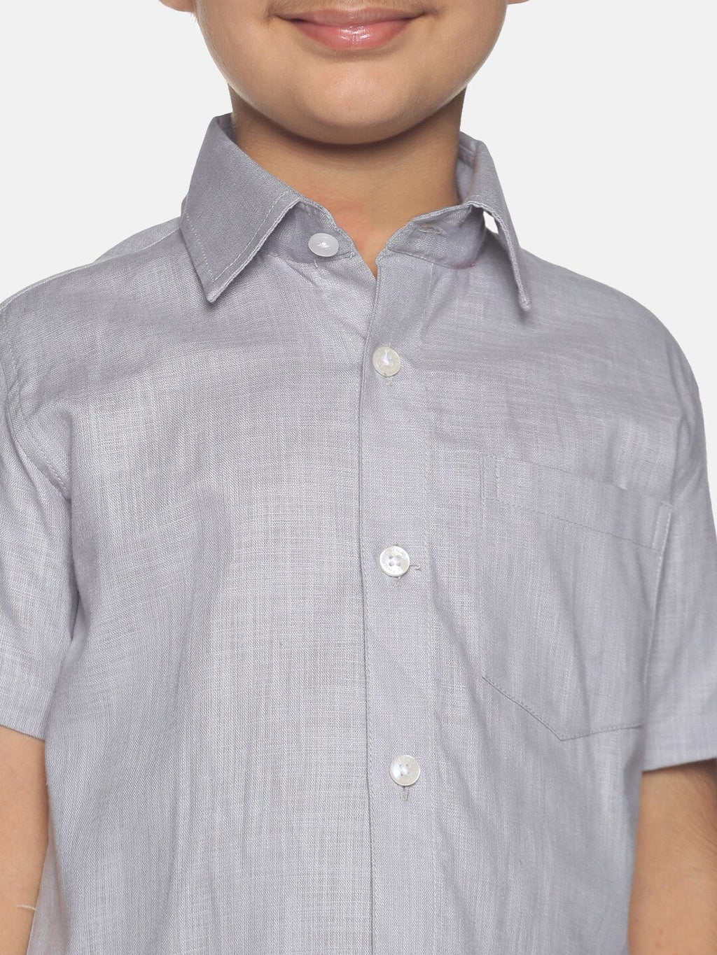 Sethukrishna Boys Grey & White Shirt with Dhoti | Grocsy