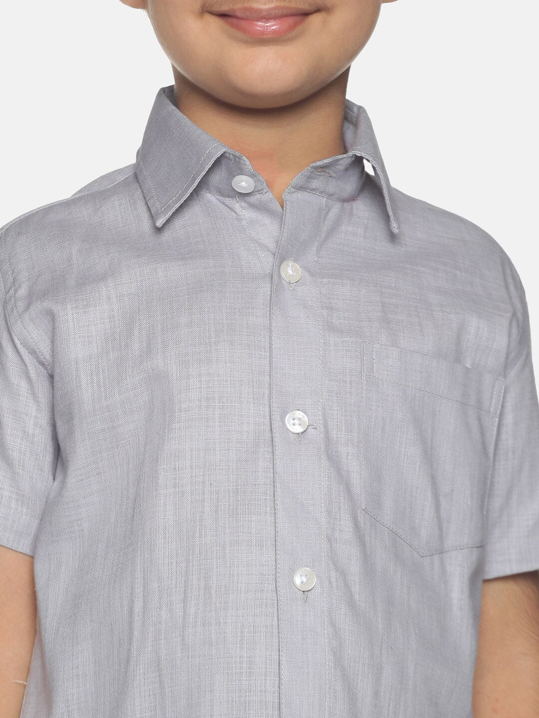 Sethukrishna Boys Grey & White Shirt with Dhoti | Grocsy