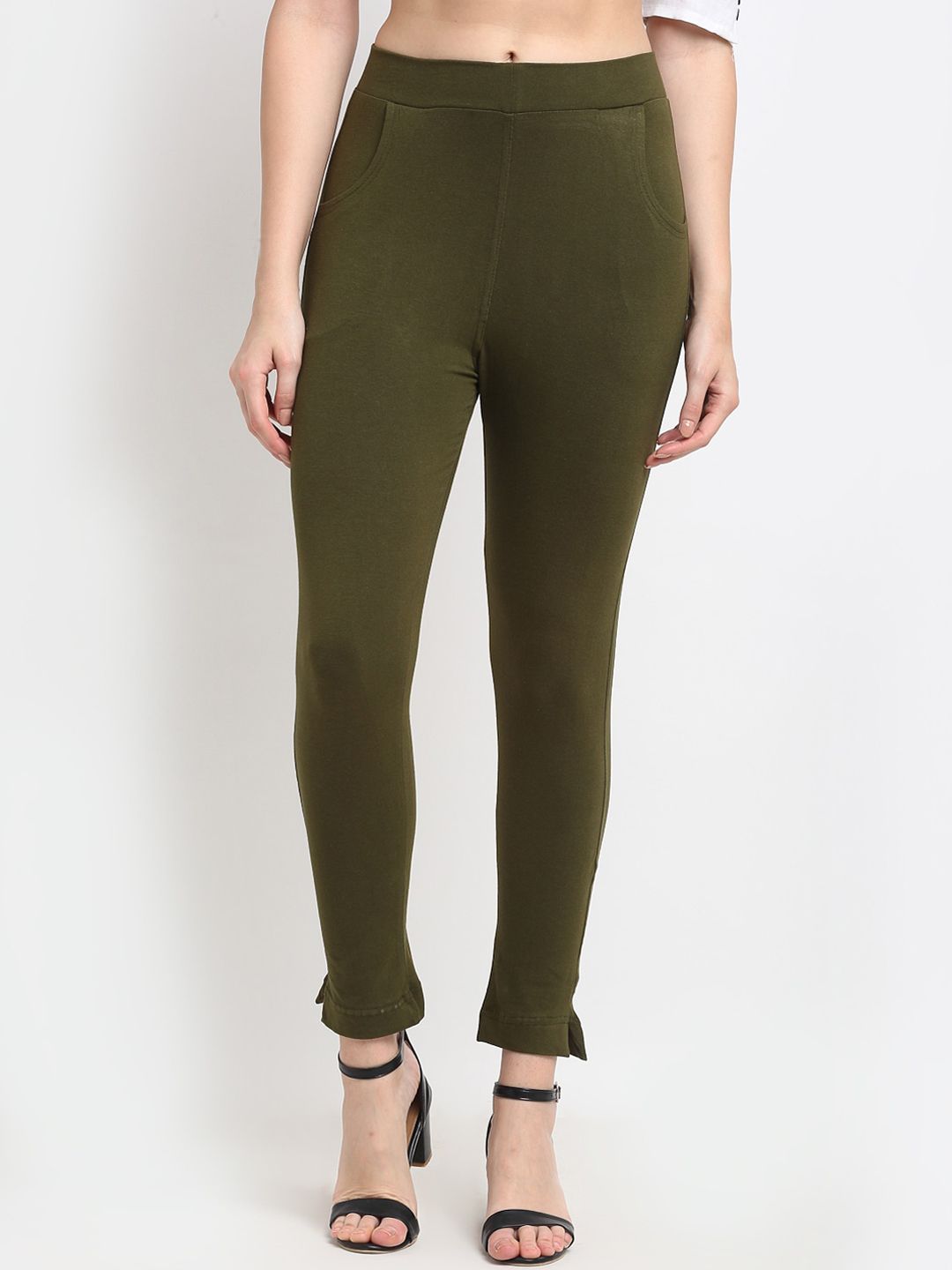 TAG 7 Women Maroon & Olive Green Pack of 2 Leggings | Grocsy