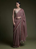 Sangria Ethnic Motifs Printed Embellished Saree | Grocsy