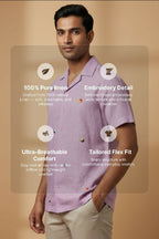 Airloom — Lavender Embroidered Linen Shirt by Hilo Design | Grocsy