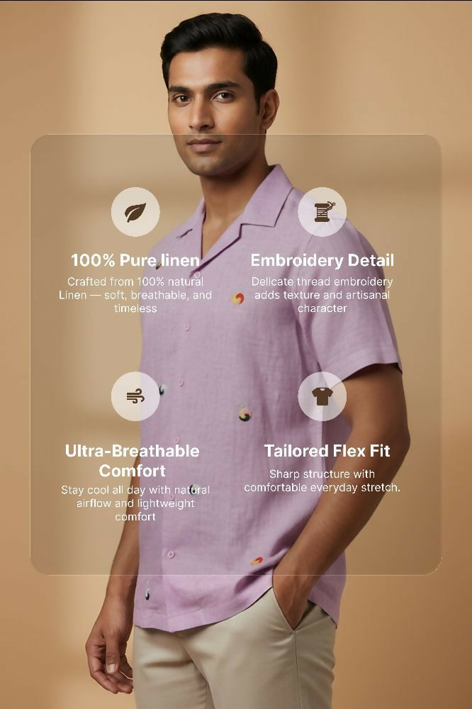 Airloom — Lavender Embroidered Linen Shirt by Hilo Design | Grocsy