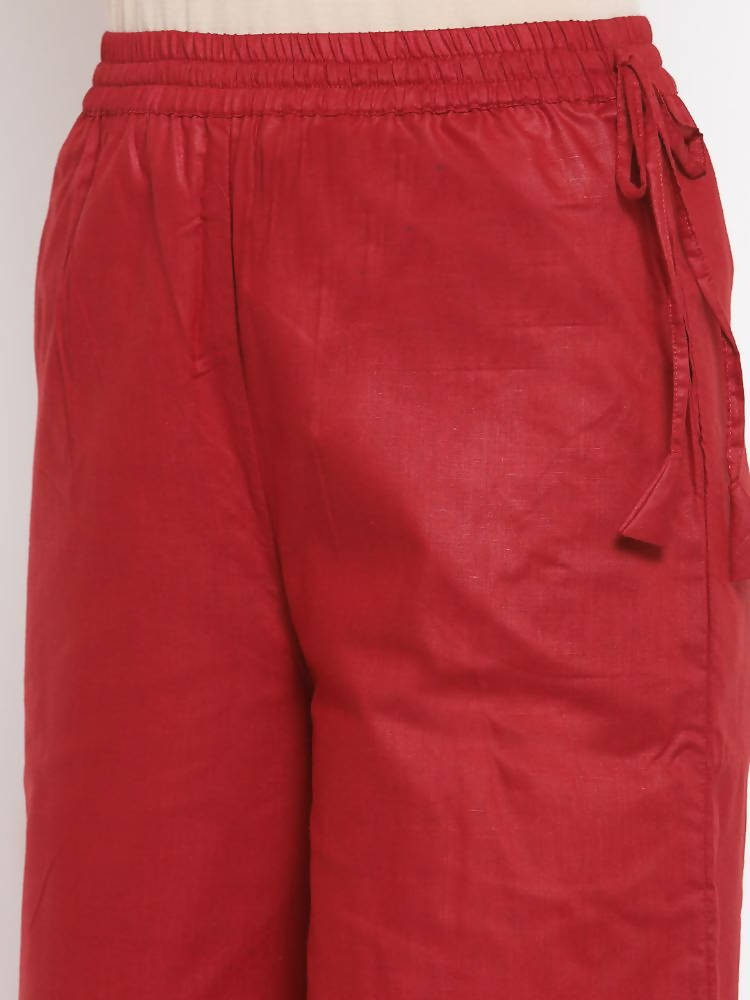 Myshka Women's Maroom Cotton Solid Casual Palazzo | Grocsy