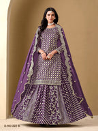 Anaita Lavender Art Silk Embroidered Stitched Sharara Suit | Grocsy